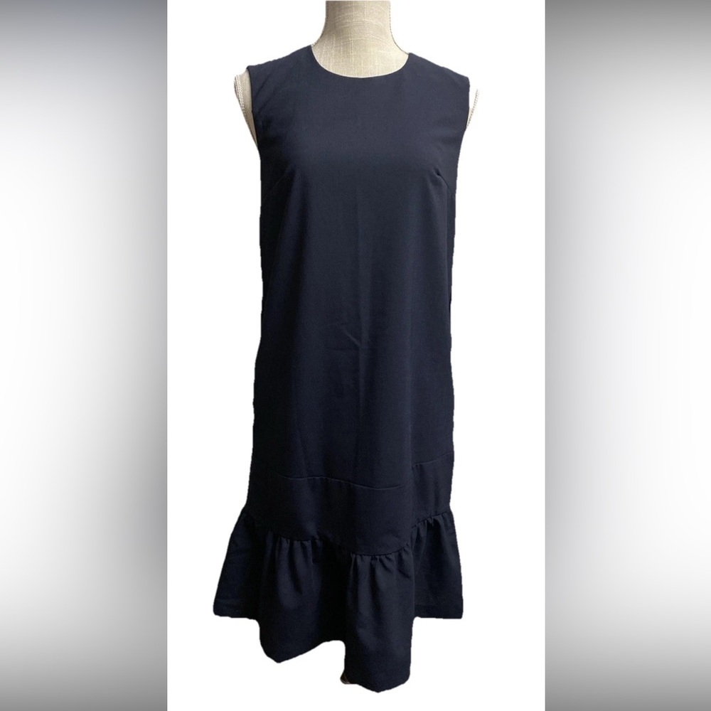 SEMICOUTURE 01  Womens Size 40 Italy  Navy Blue Drop Waist Ruffled Hem Pockets